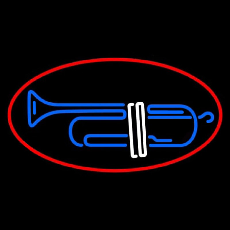 Custom Trumpet Saxophone Red Border 2 Neon Sign USA