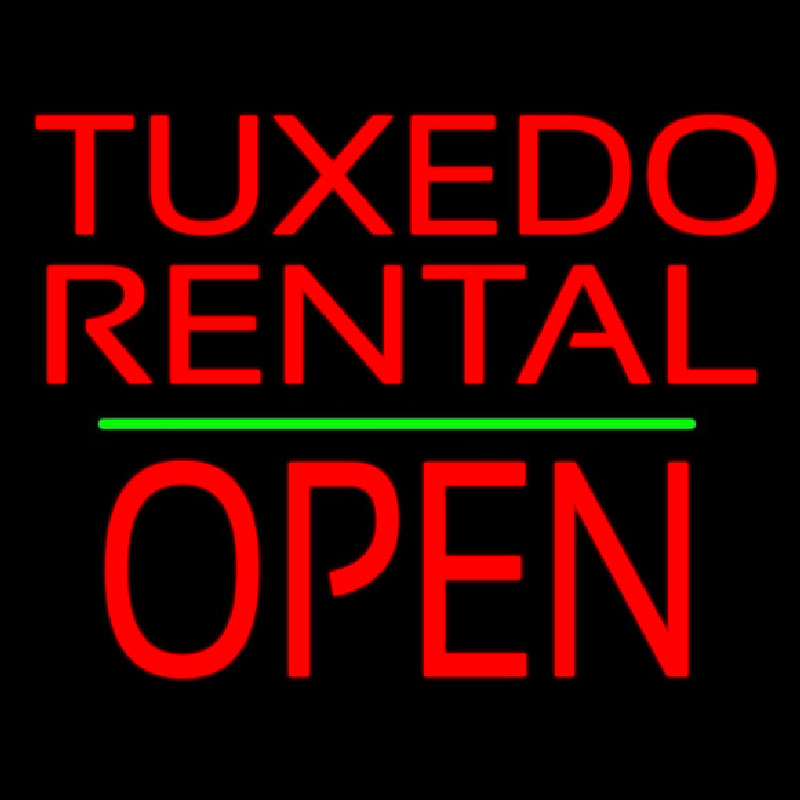Custom Tuxedo Rental Open Green Line Neon Sign USA