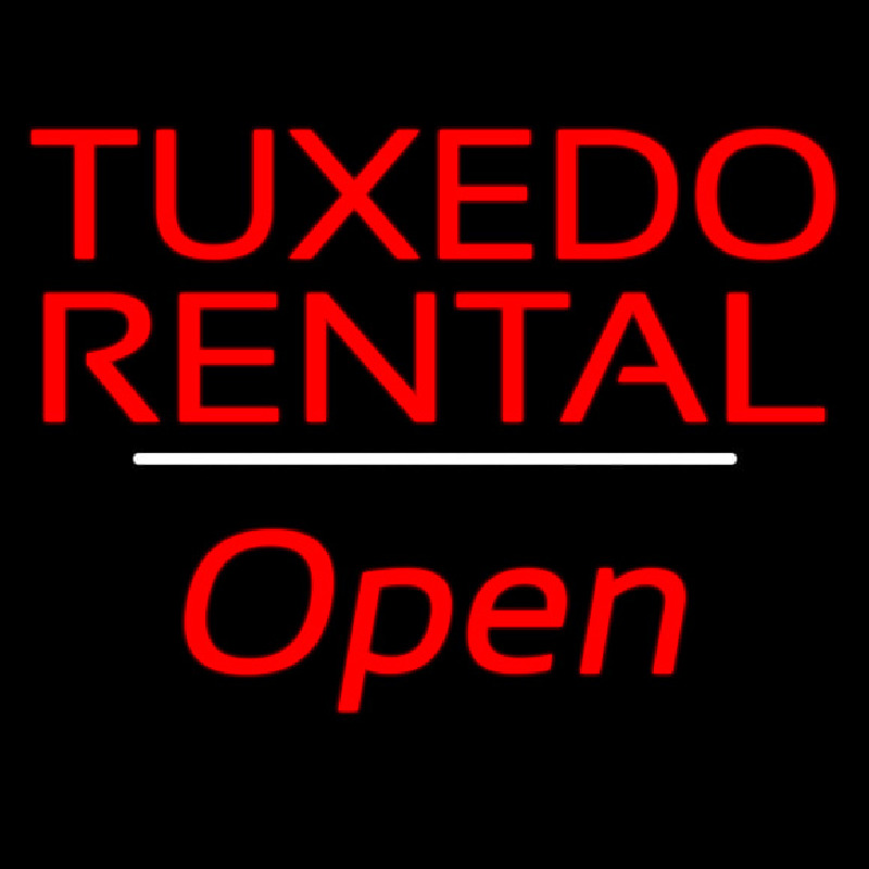 Custom Tuxedo Rental Open White Line Neon Sign USA