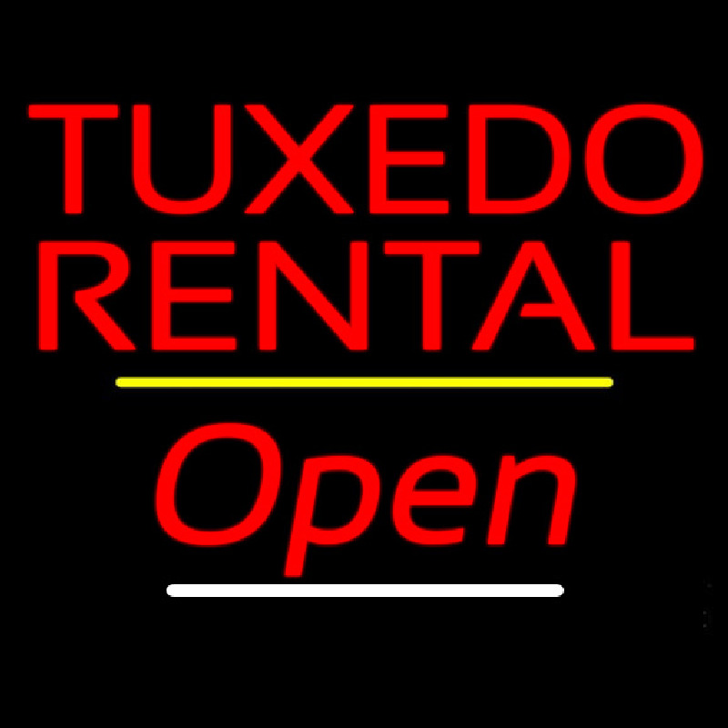 Custom Tuxedo Rental Open Yellow Line Neon Sign USA