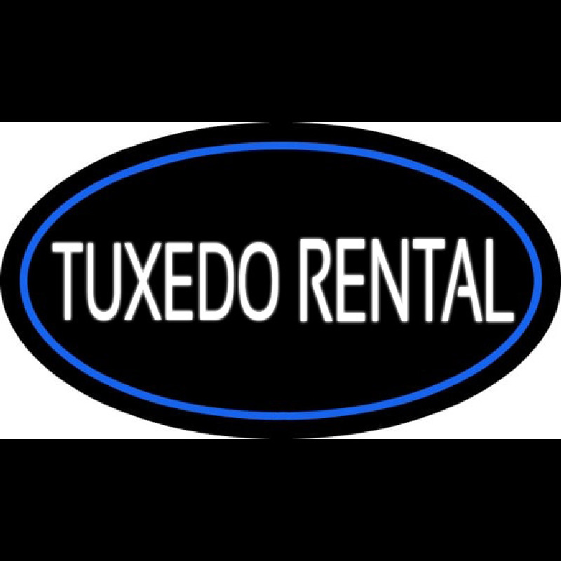 Custom Tuxedo Rental Oval Blue Neon Sign USA