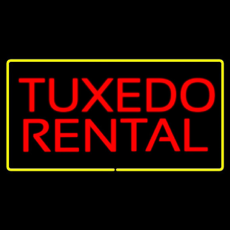 Custom Tuxedo Rental Rectangle Yellow Neon Sign USA