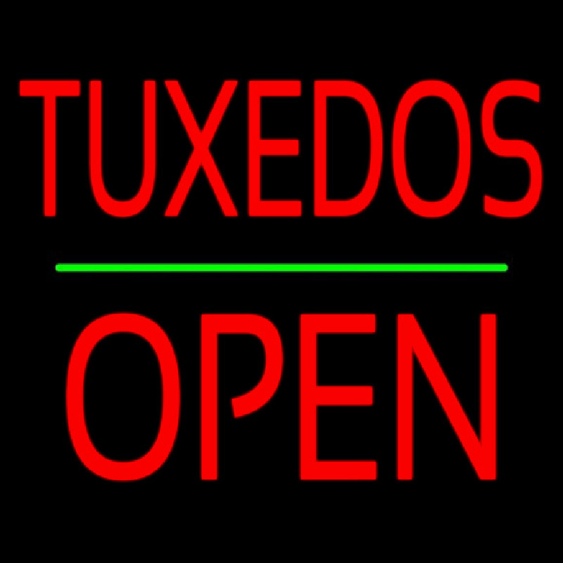 Custom Tuxedos Block Green Line Open Neon Sign USA