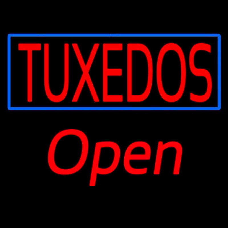 Custom Tuxedos Rectangle Open Neon Sign USA
