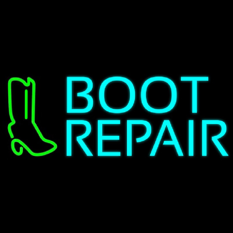 Custom Turquoise Boot Repair Neon Sign USA