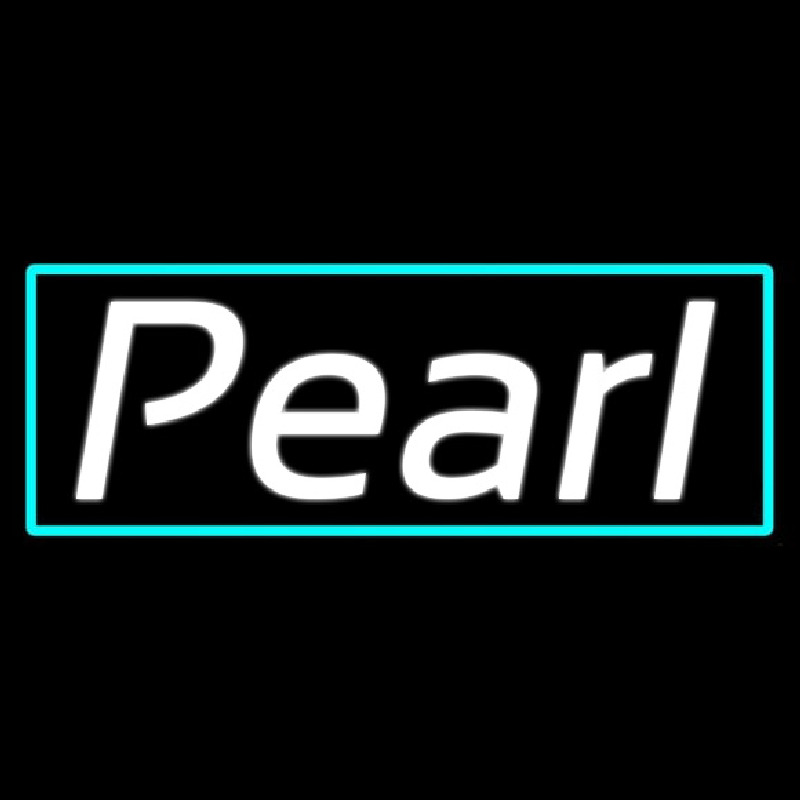 Custom Turquoise Border Pearl Cursive White Neon Sign USA