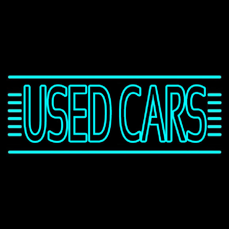 Custom Turquoise Double Stroke Used Cars Neon Sign USA