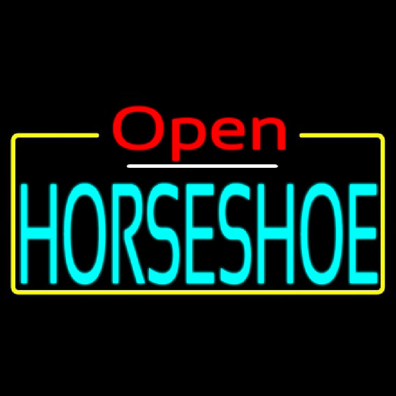 Custom Turquoise Horseshoe Open Neon Sign USA