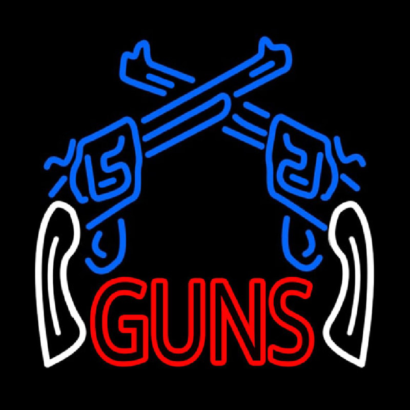 Custom Two Gun Logo Neon Sign USA