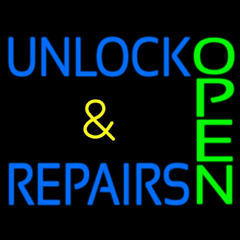 Custom Unlock And Repairs Green Open Neon Sign USA