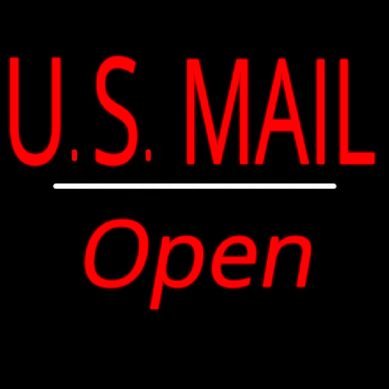 Custom Us Mail Script1 Open White Line Neon Sign USA