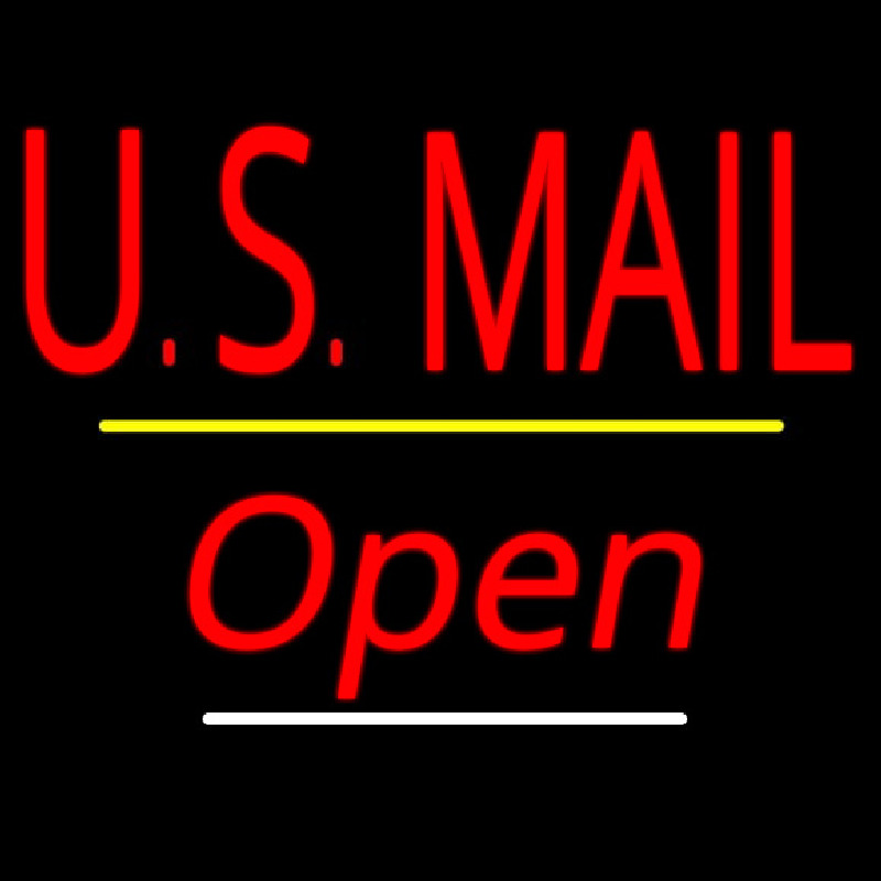 Custom Us Mail Script2 Open Yellow Line Neon Sign USA
