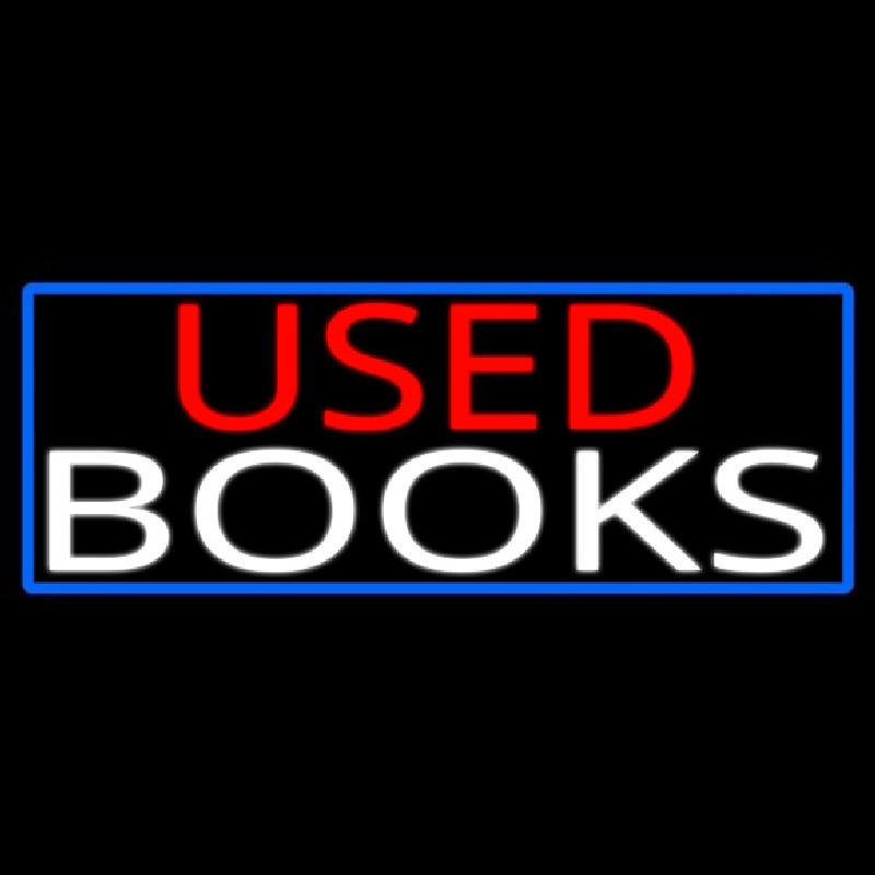 Custom Used Books With Blue Border Neon Sign USA