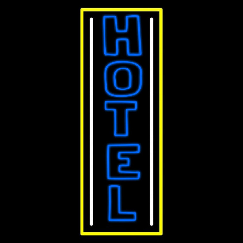 Custom Vertical Blue Double Stroke Hotel 1 Neon Sign USA