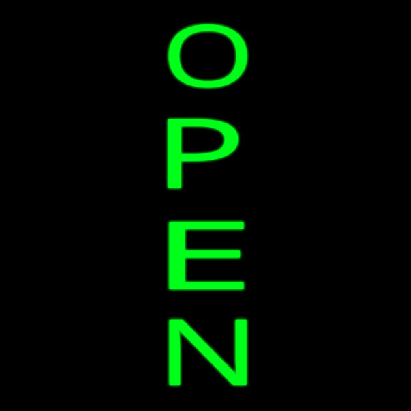 Custom Vertical Green Open Neon Sign USA