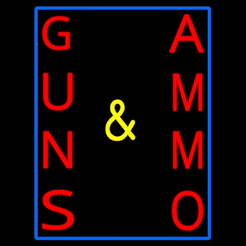 Custom Vertical Guns And Ammo Neon Sign USA