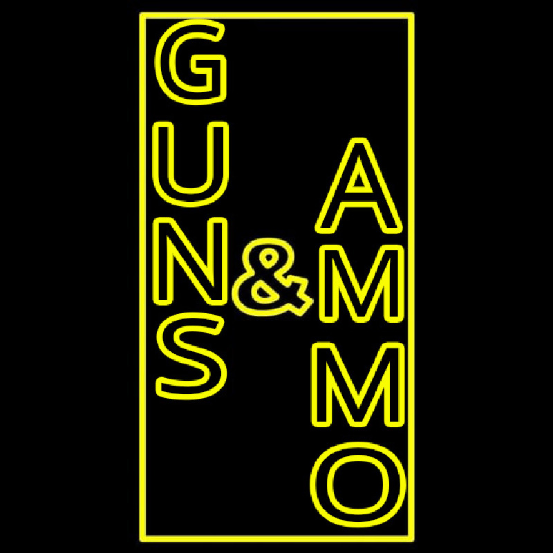 Custom Vertical Guns And Ammo Neon Sign USA