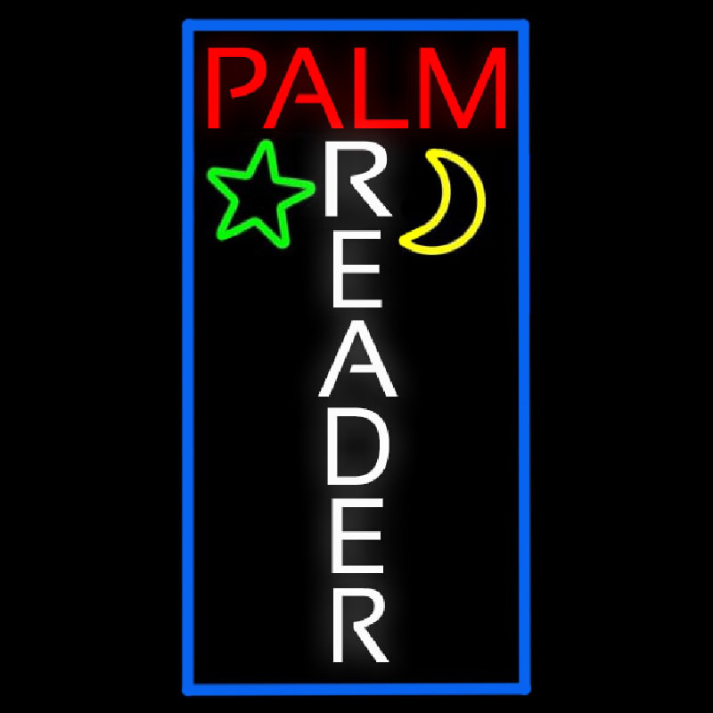Custom Vertical Palm Reader With Border Neon Sign USA