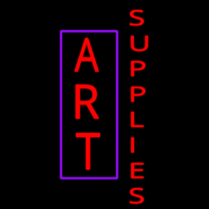 Custom Vertical Red Art Supplies Neon Sign USA