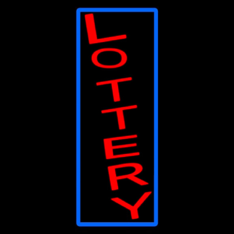 Custom Vertical Red Lottery Blue Border Neon Sign USA