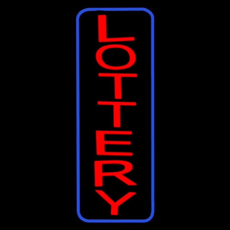 Custom Vertical Red Lottery Blue Border Neon Sign USA