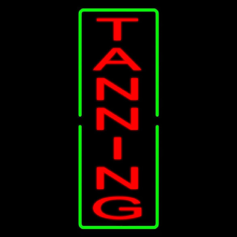 Custom Vertical Red Tanning Green Border Neon Sign USA