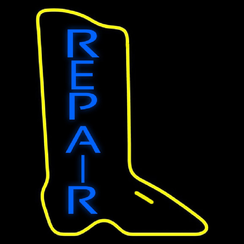 Custom Vertical Shoe Blue Repair Neon Sign USA