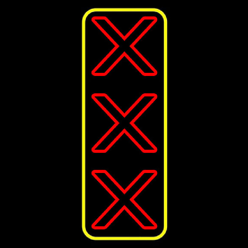 Custom Vertical Xxx With Yellow Border Neon Sign USA