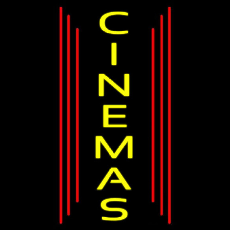 Custom Vertical Yellow Cinemas Neon Sign USA