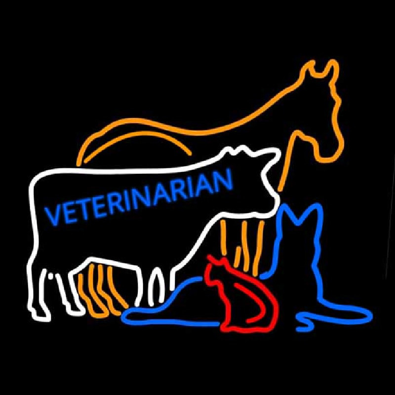 Custom Vet Horse Cow Logo Neon Sign USA