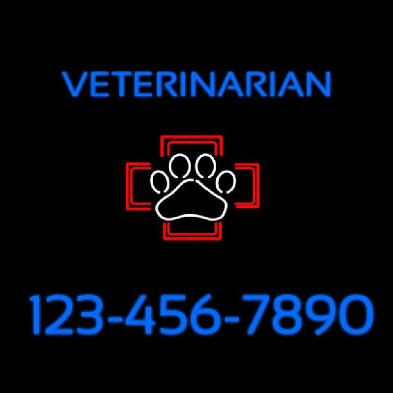 Custom Veterinarian With Phone Number Neon Sign USA