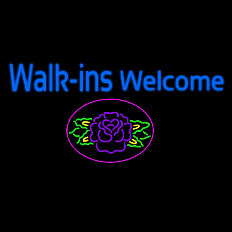 Custom Walk Ins Welcome Flower Neon Sign USA