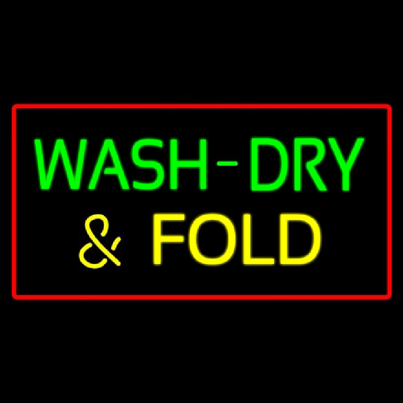 Custom Wash Dry And Fold Red Border Neon Sign USA