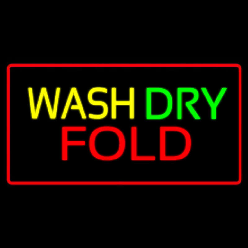 Custom Wash Dry Fold Red Border Neon Sign USA