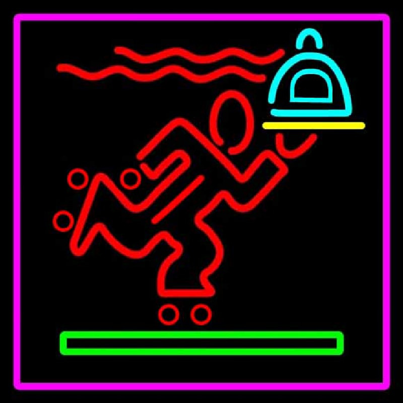 Custom We Deliver Man With Pink Border Neon Sign USA