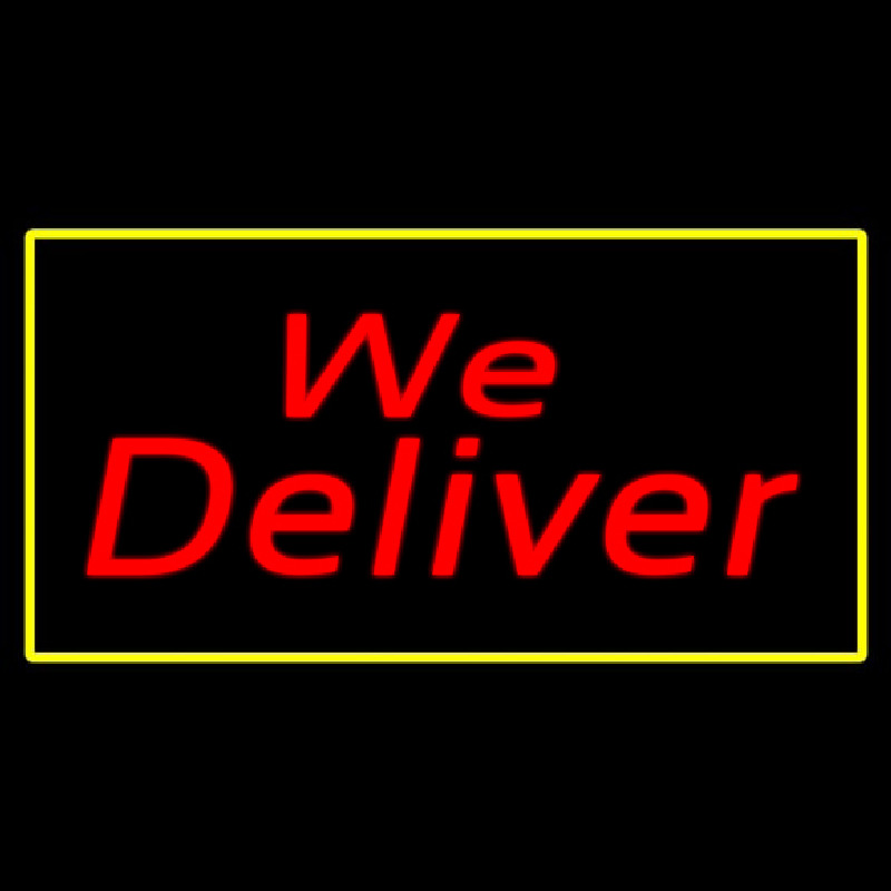 Custom We Deliver Rectangle Yellow Neon Sign USA