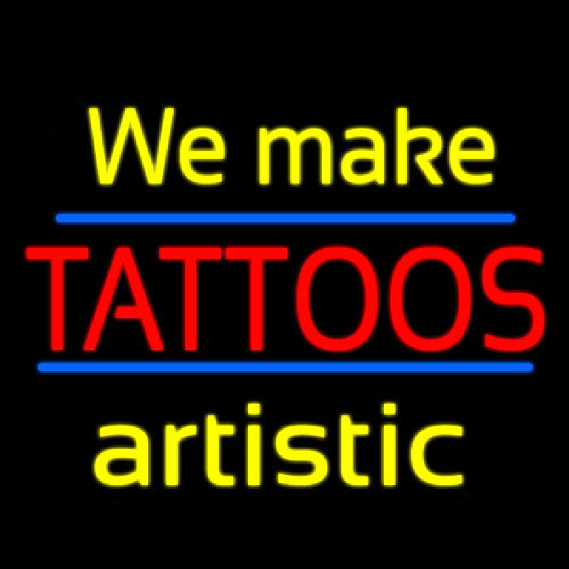 Custom We Make Tattoos Artistic Neon Sign USA