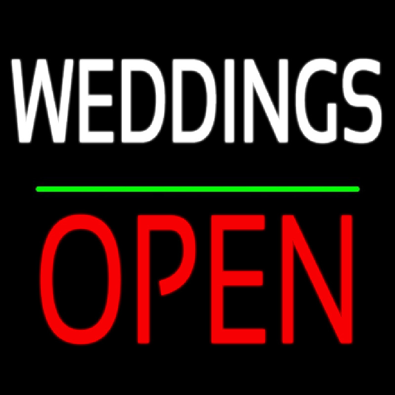 Custom Weddings Block Red Open Green Line Neon Sign USA