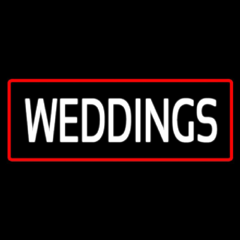 Custom Weddings Rectangle Red Neon Sign USA