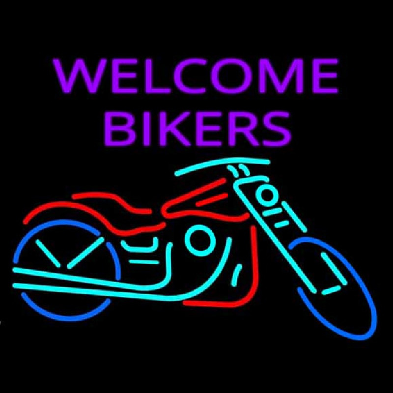 Custom Welcome Bikers With Bike Neon Sign USA