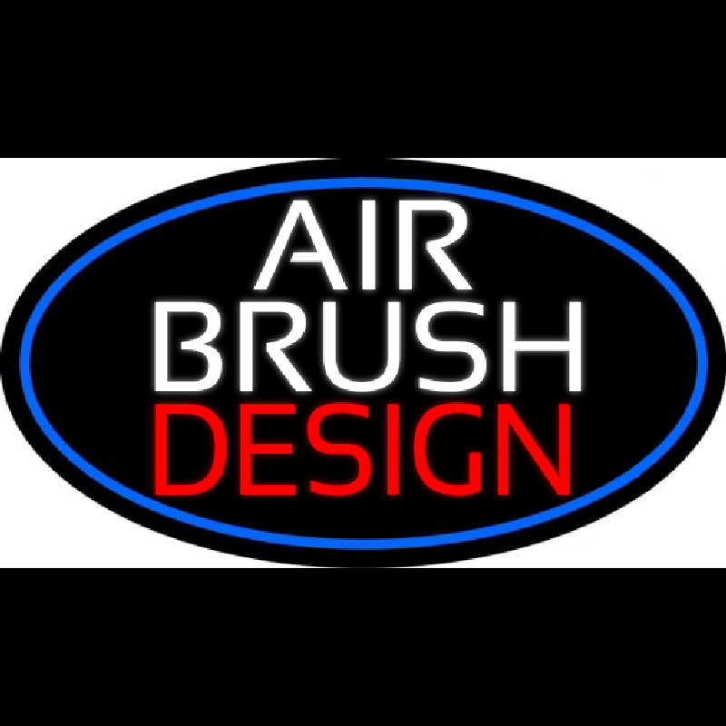 Custom White Air Brush Design With Blue Border Neon Sign USA