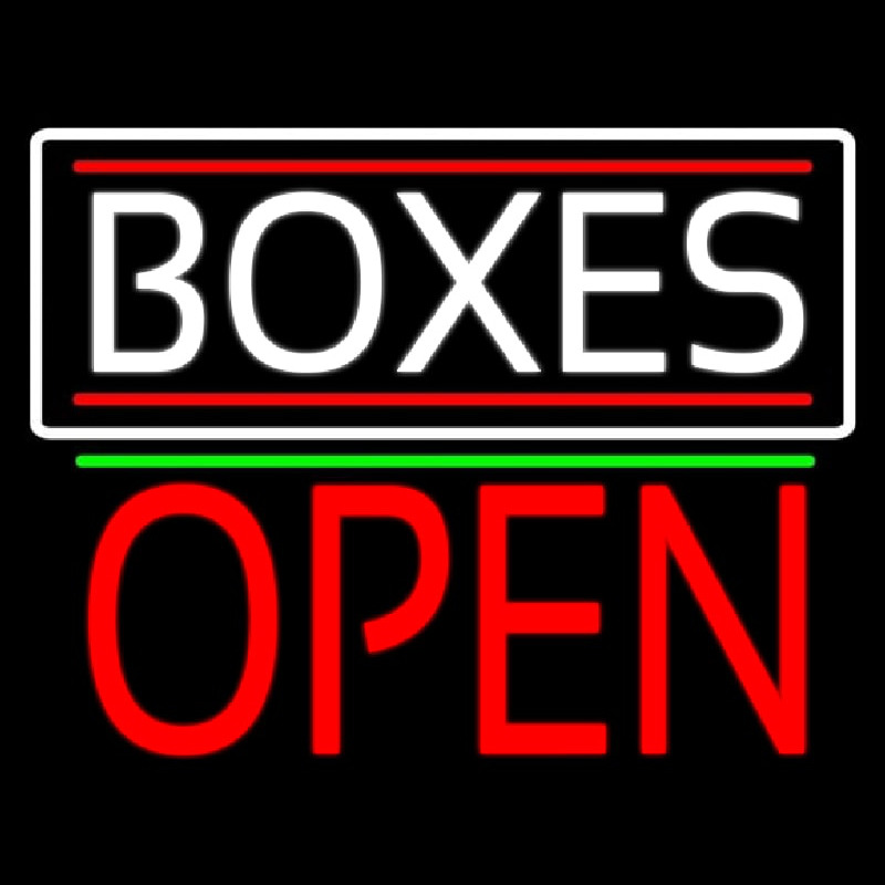 Custom White Boxes Red Double Line With Open 2 Neon Sign USA