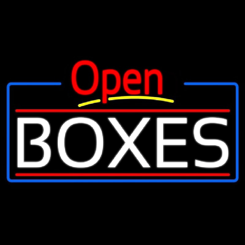 Custom White Boxes Red Double Line With Open 4 Neon Sign USA