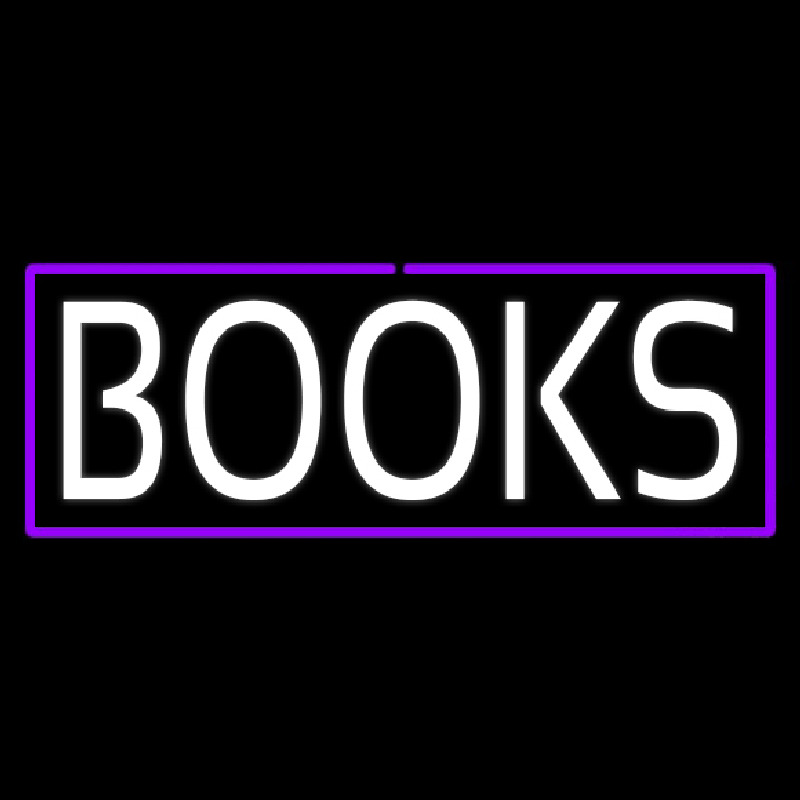 Custom White Books Purple Border Neon Sign USA