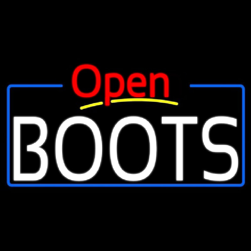 Custom White Boots Open With Border Neon Sign USA