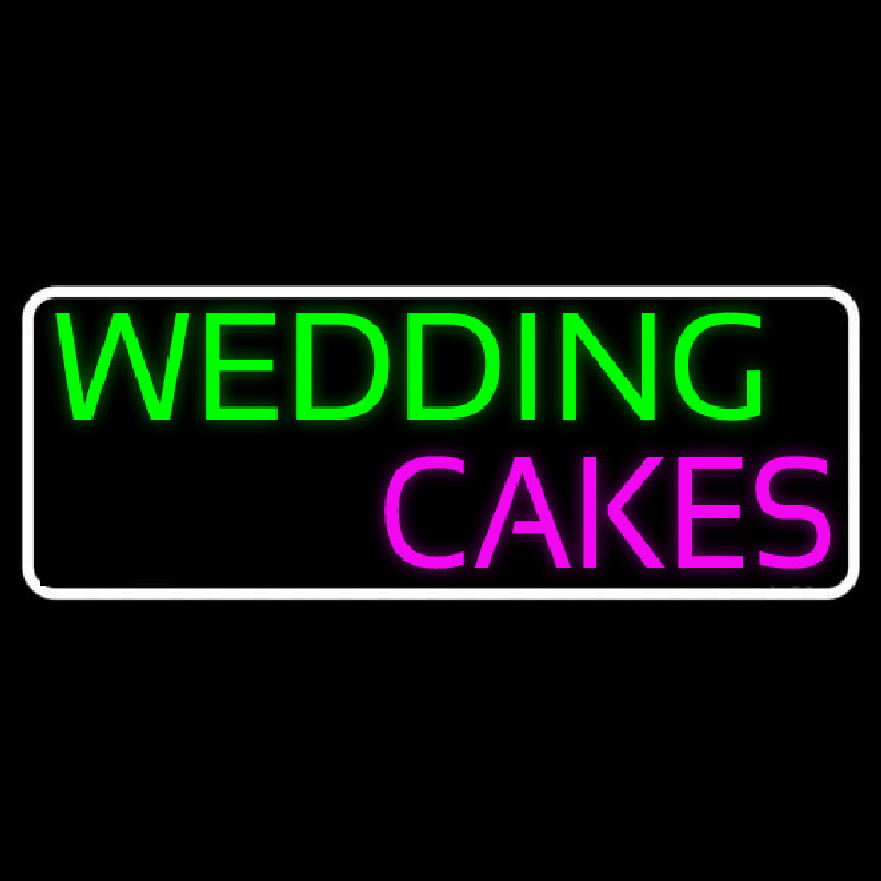 Custom White Border Wedding Cakes Neon Sign USA