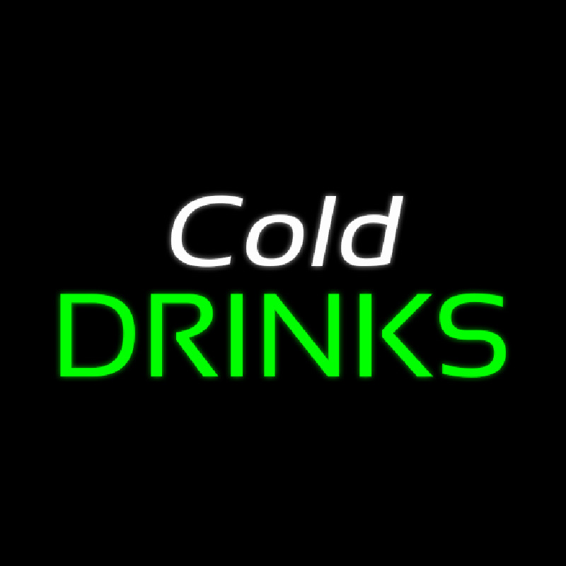Custom White Cold Drinks Green Neon Sign USA