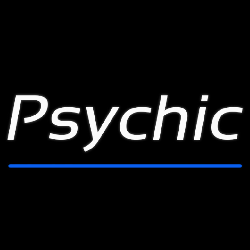 Custom White Cursive Psychic Blue Line Neon Sign
