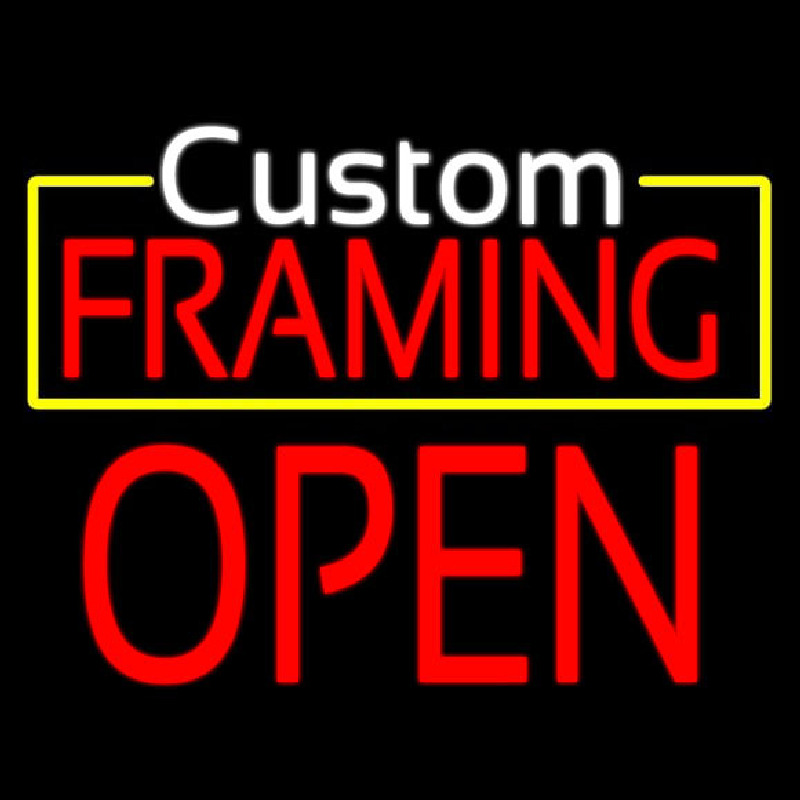 Custom White Custom Red Framing Open Neon Sign USA
