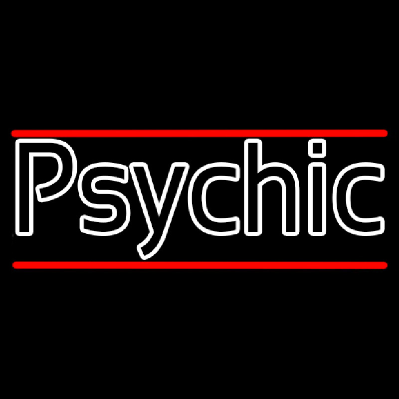 Custom White Double Stroke Psychic And Red Line Neon Sign